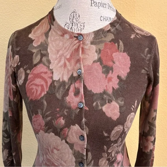 Lauren Ralph Lauren Floral Silk And Cotton Cardigan Petite Small Like New! - Picture 3 of 6